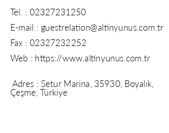 Altn Yunus eme Resort Ve Thermal Hotel iletiim bilgileri